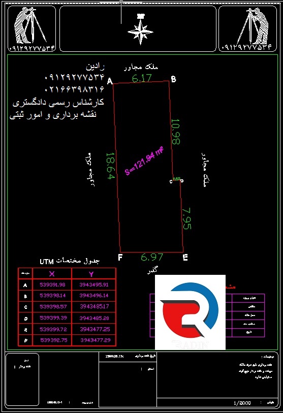 هزینه نقشه یو تی ام بر اساس مساحت